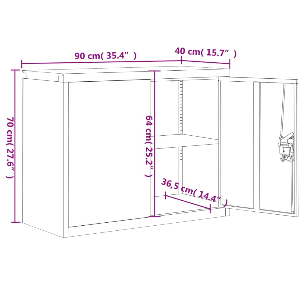 vidaXL Archiefkast 90x40x110 cm staal zwart