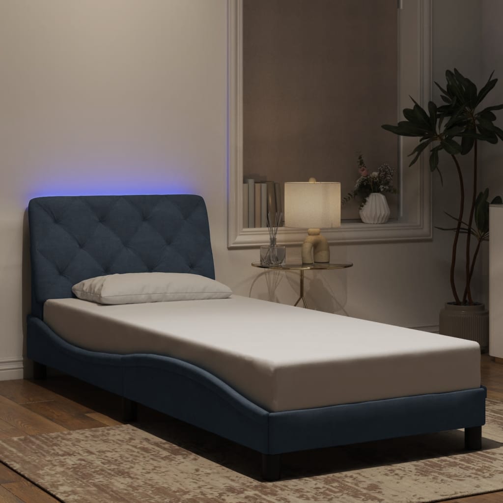 vidaXL Bedframe met LED-verlichting fluweel donkergrijs 90x190 cm