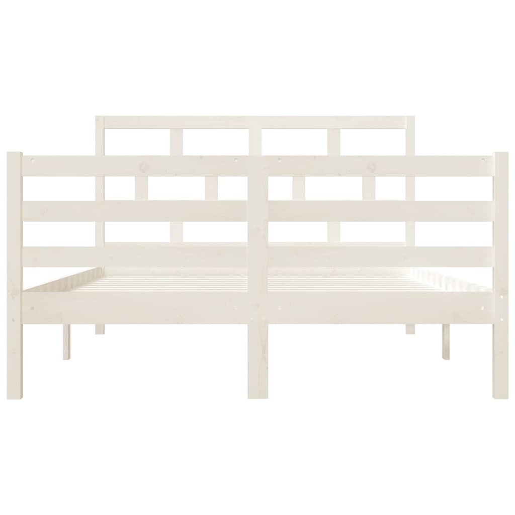 vidaXL Bedframe massief hout wit 135x190 cm