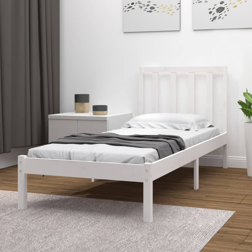 vidaXL Bedframe massief grenenhout wit 90x190 cm