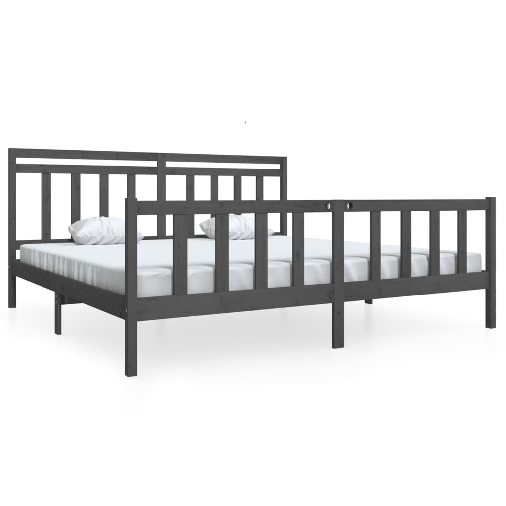 vidaXL Bedframe massief hout grijs 200x200 cm