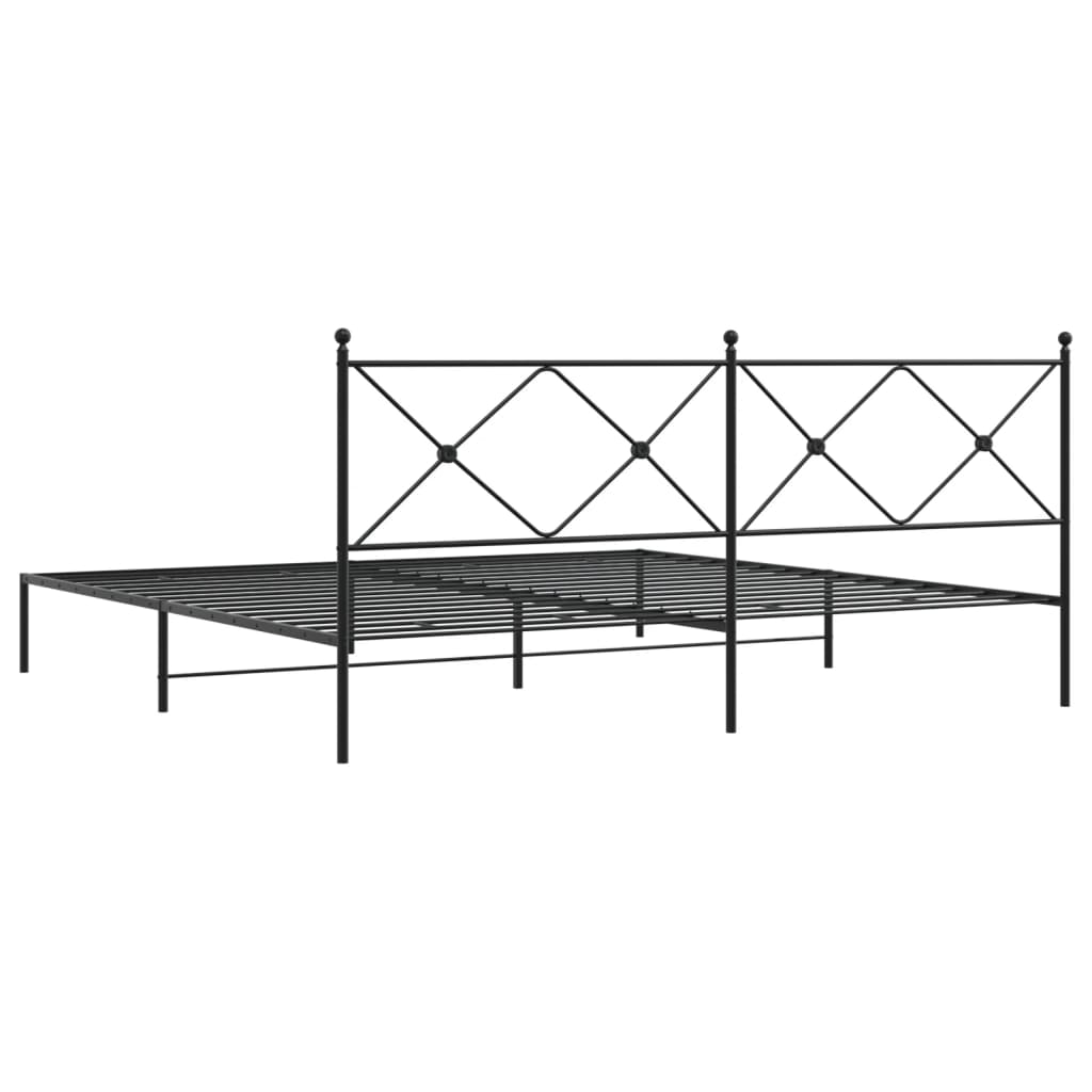 vidaXL Bedframe met hoofdbord metaal zwart 200x200 cm