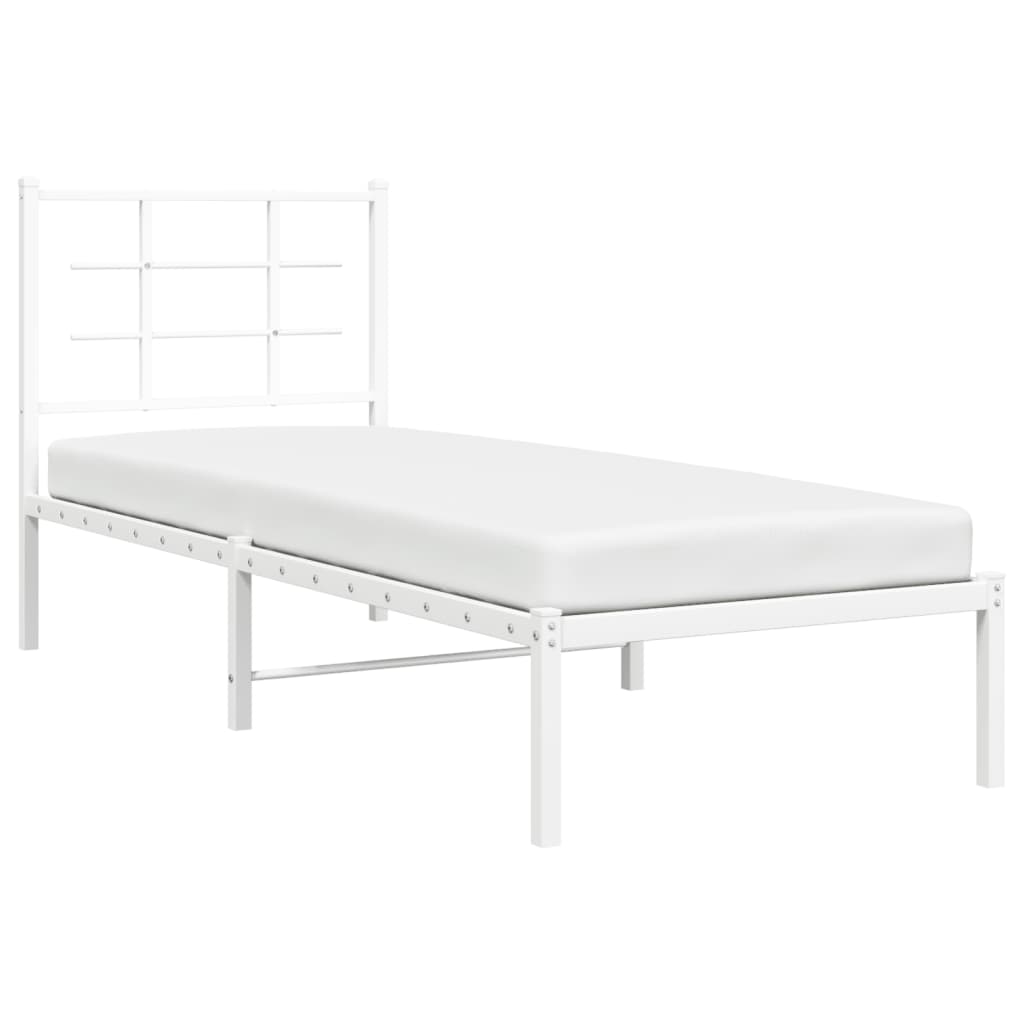 vidaXL Bedframe met hoofdbord metaal wit 80x200 cm