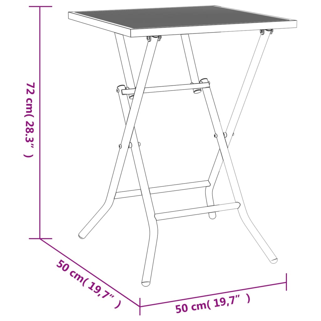 vidaXL Tuintafel inklapbaar 50x50x72 cm staalgaas antracietkleurig