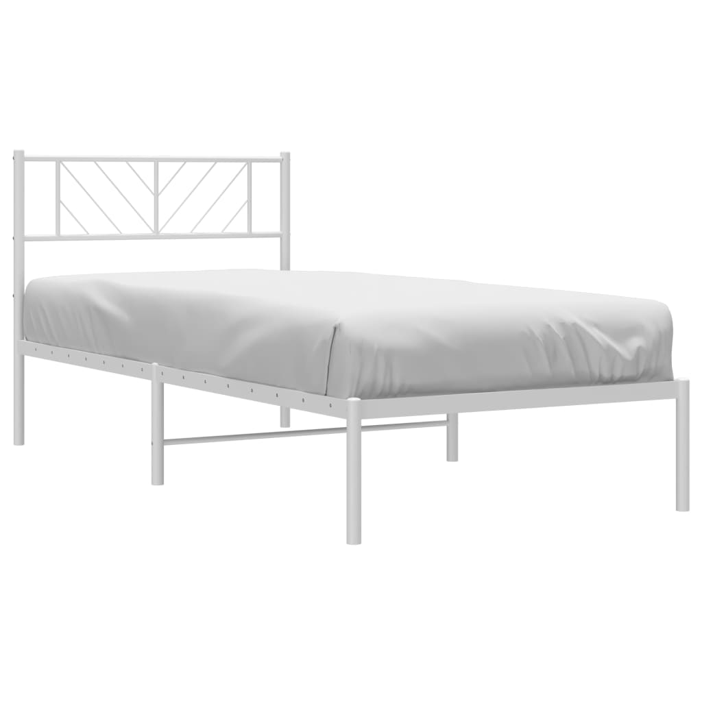 vidaXL Bedframe met hoofdbord metaal wit 100x190 cm