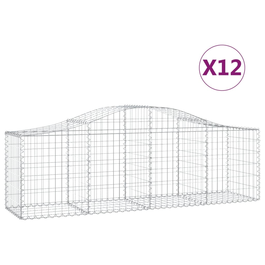 vidaXL Schanskorven 12 st gewelfd 200x50x60/80 cm gegalvaniseerd ijzer