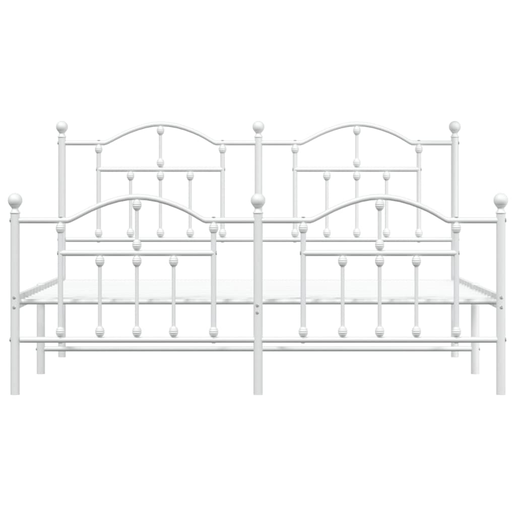 vidaXL Bedframe met hoofd- en voeteneinde metaal wit 180x200 cm