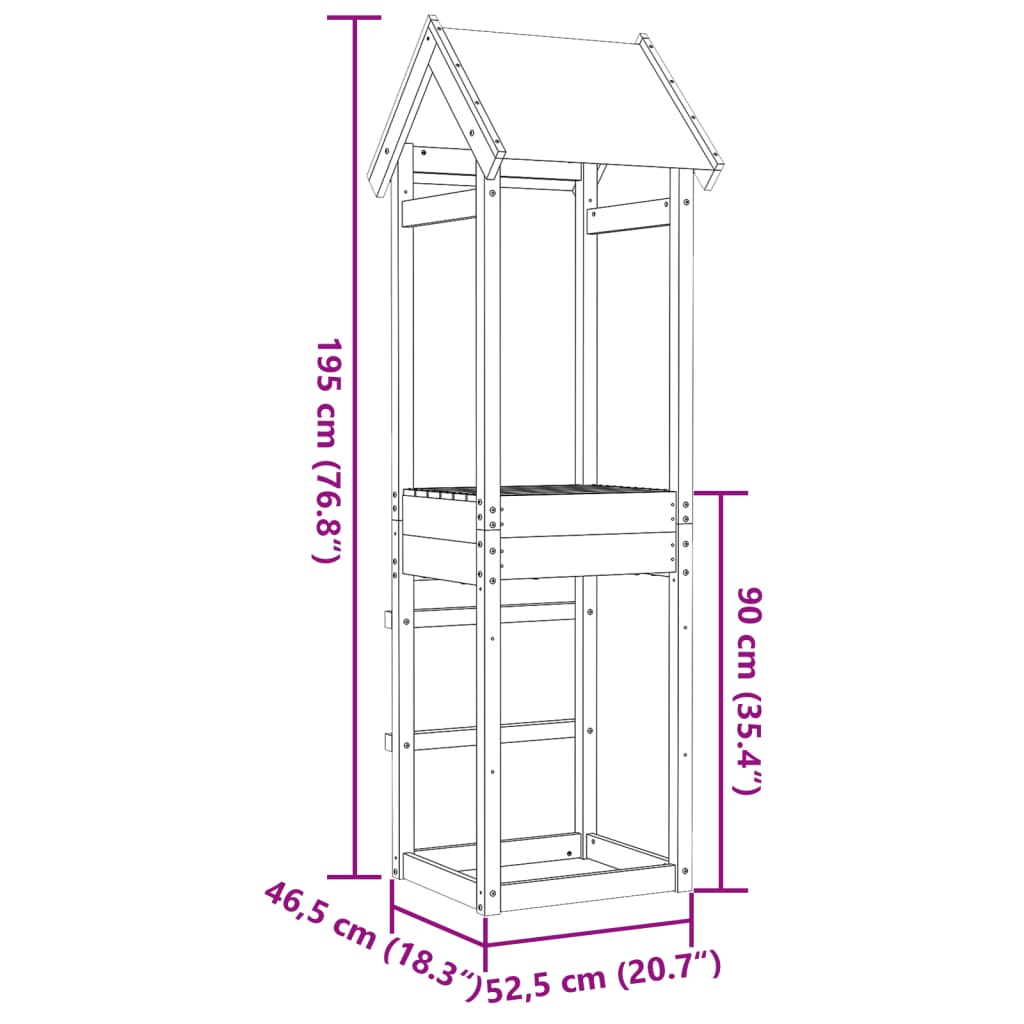 vidaXL Speeltoren 52,5x46,5x195 cm massief douglas vurenhout