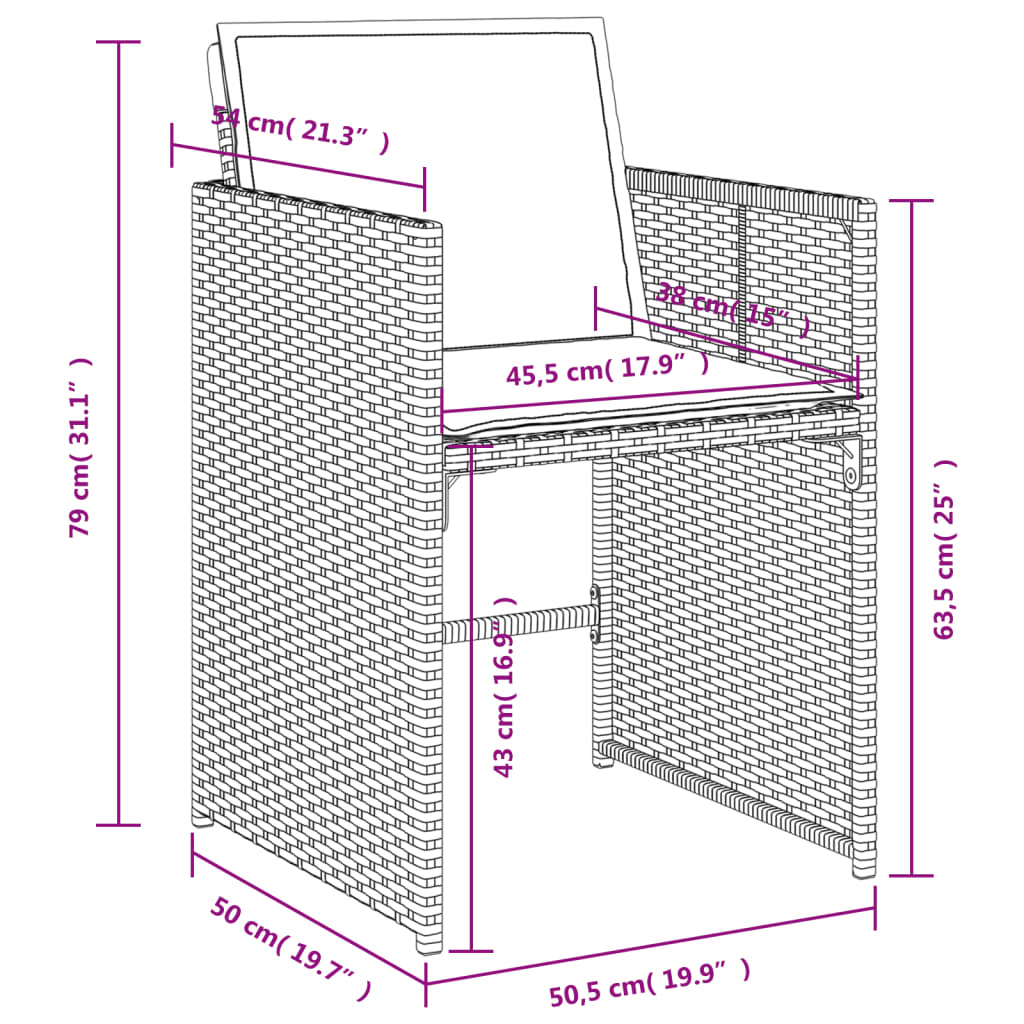 vidaXL 5-delige Tuinset met kussens poly rattan gemengd beige