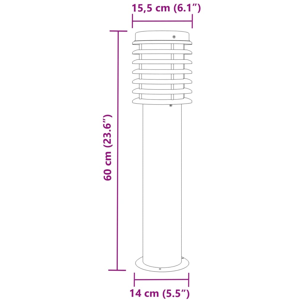 vidaXL Vloerlamp voor buiten 60 cm roestvrij staal zwart