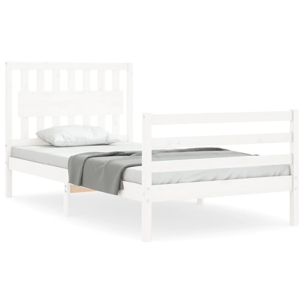 vidaXL Bedframe met hoofdbord massief hout wit 100x200 cm