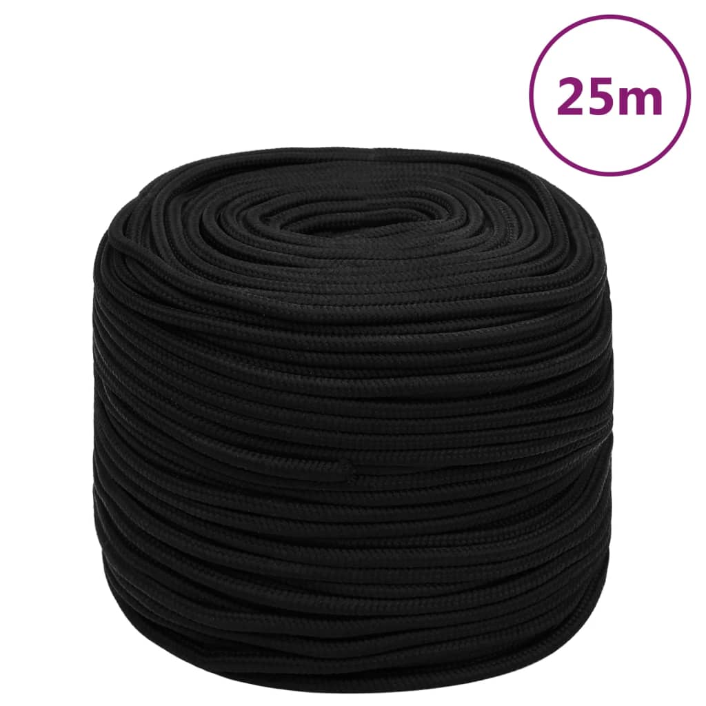 vidaXL Werktouw 8 mm 25 m polyester zwart