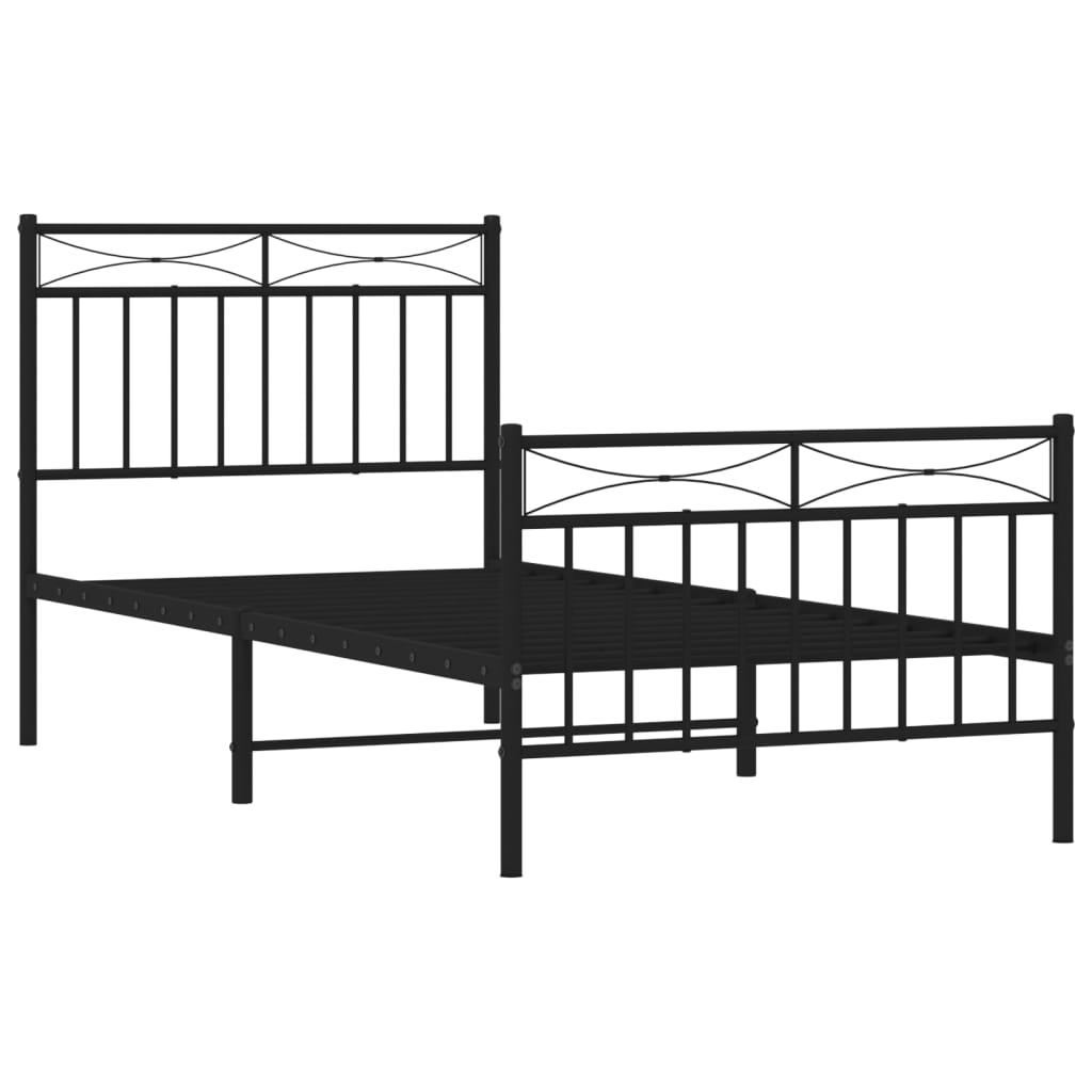 vidaXL Bedframe met hoofd- en voeteneinde metaal zwart 90x200 cm