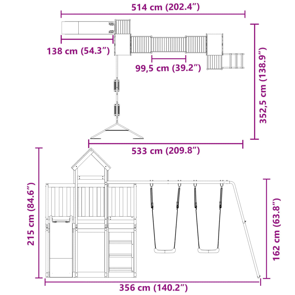 vidaXL Speelhuis geïmpregneerd grenenhout