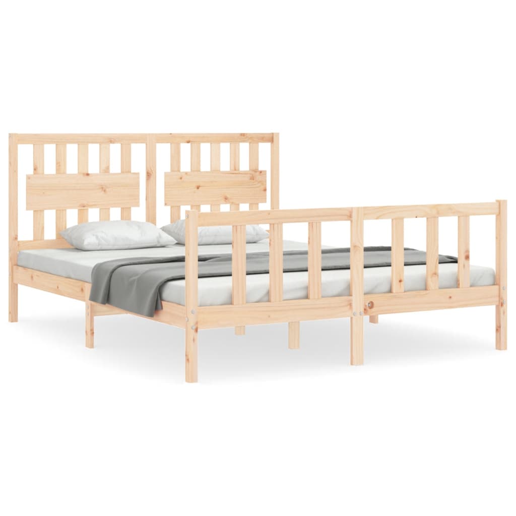 vidaXL Bedframe met hoofdbord massief hout 160x200 cm