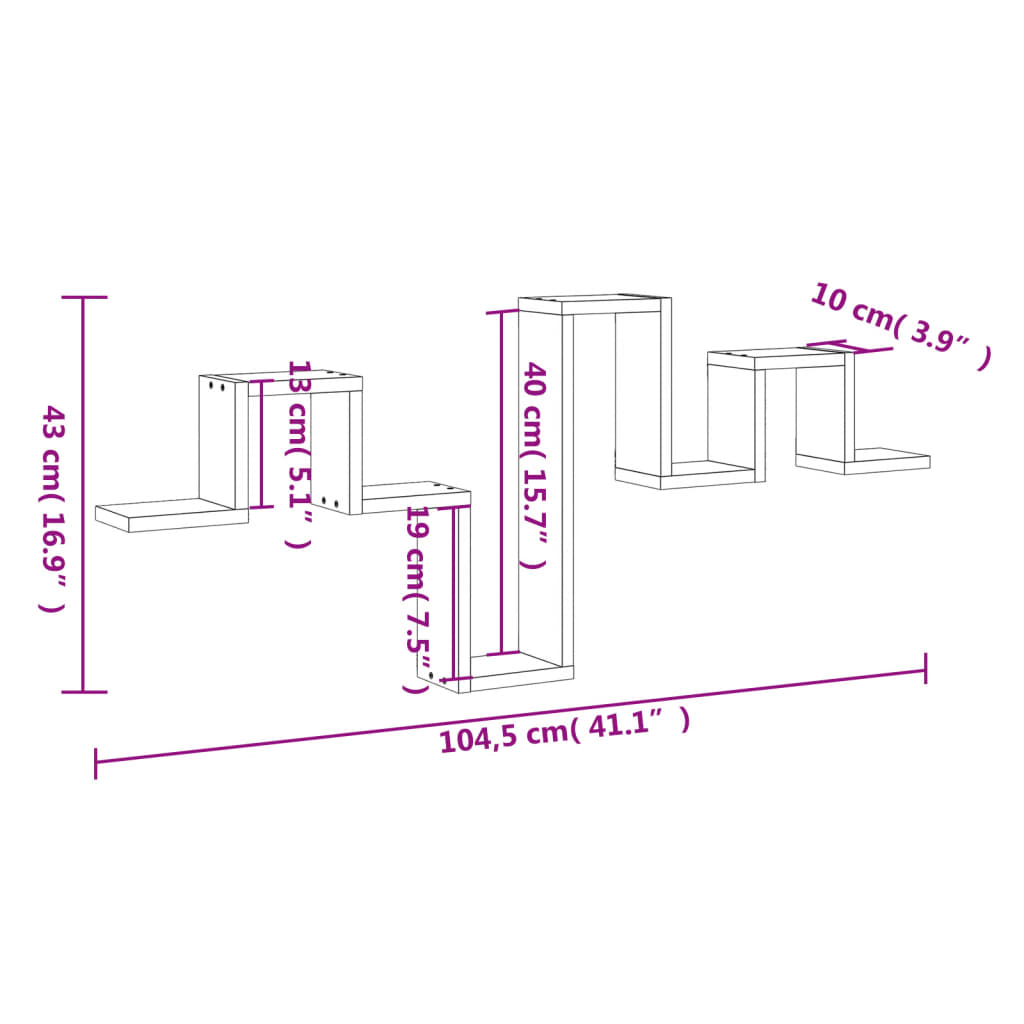 vidaXL Wandschap 104,5x10x43 cm bewerkt hout gerookt eikenkleurig