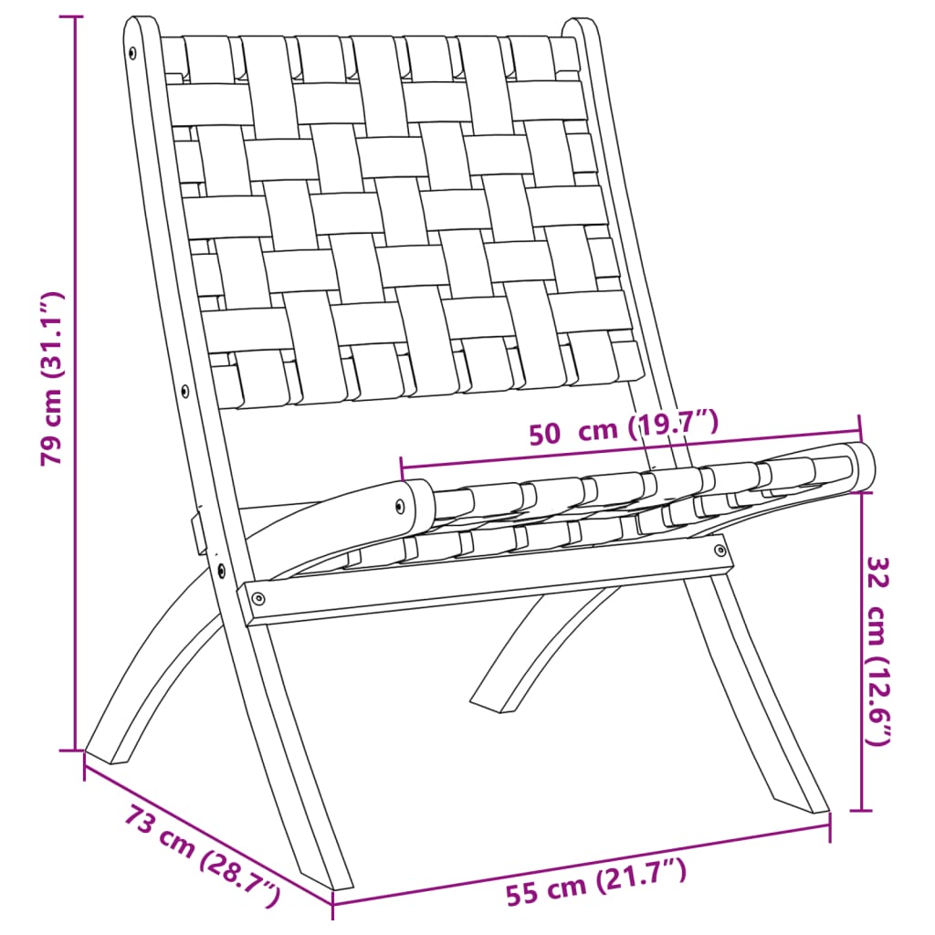 vidaXL Tuinstoelen 2 st inklapbaar massief acaciahout en stof zwart