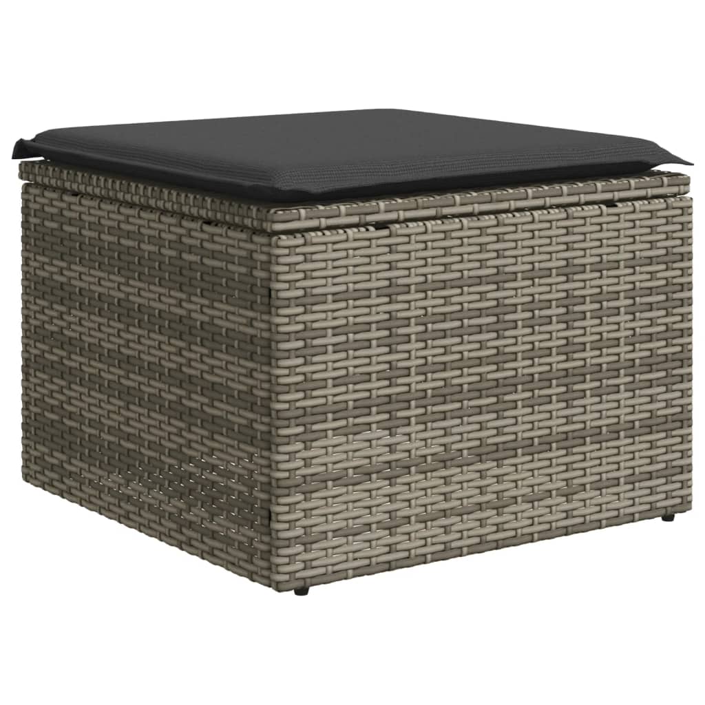 vidaXL 10-delige Loungeset met kussens poly rattan grijs