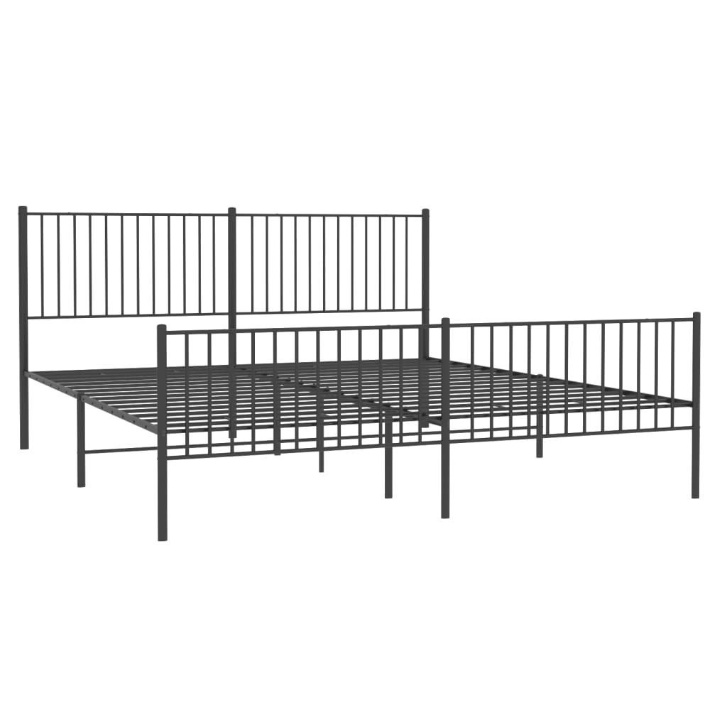 vidaXL Bedframe met hoofd- en voeteneinde metaal zwart 200x200 cm