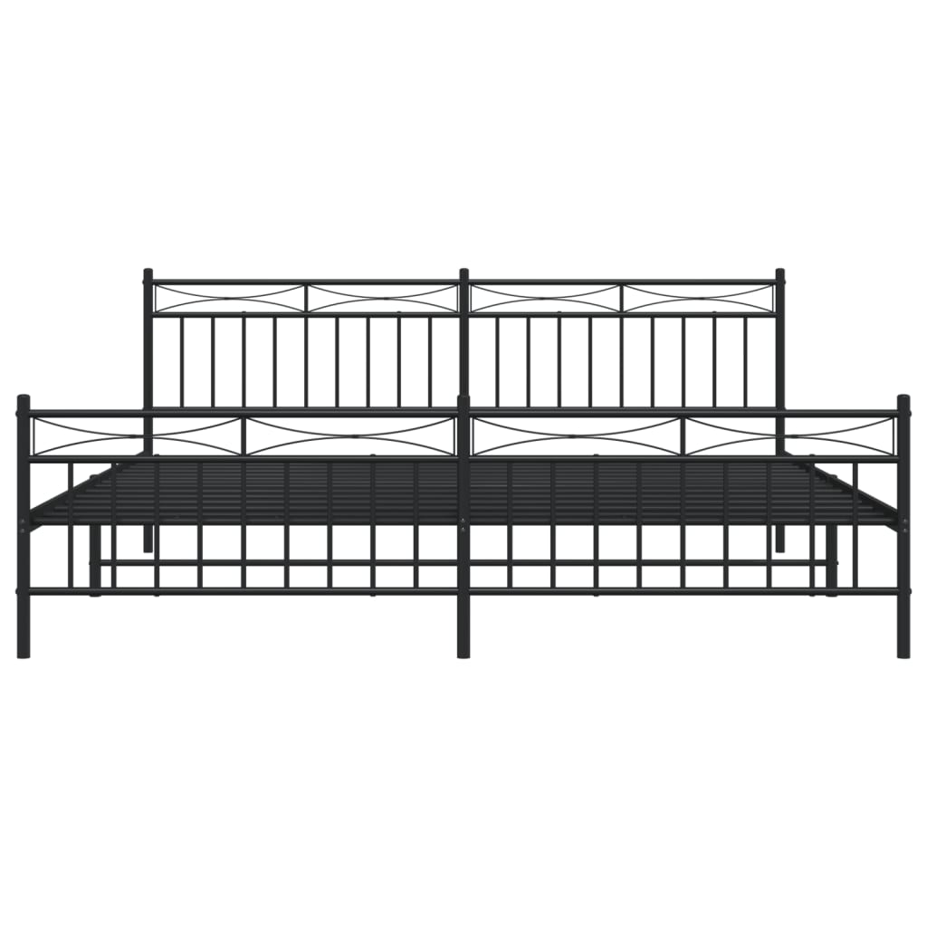 vidaXL Bedframe met hoofd- en voeteneinde metaal zwart 200x200 cm