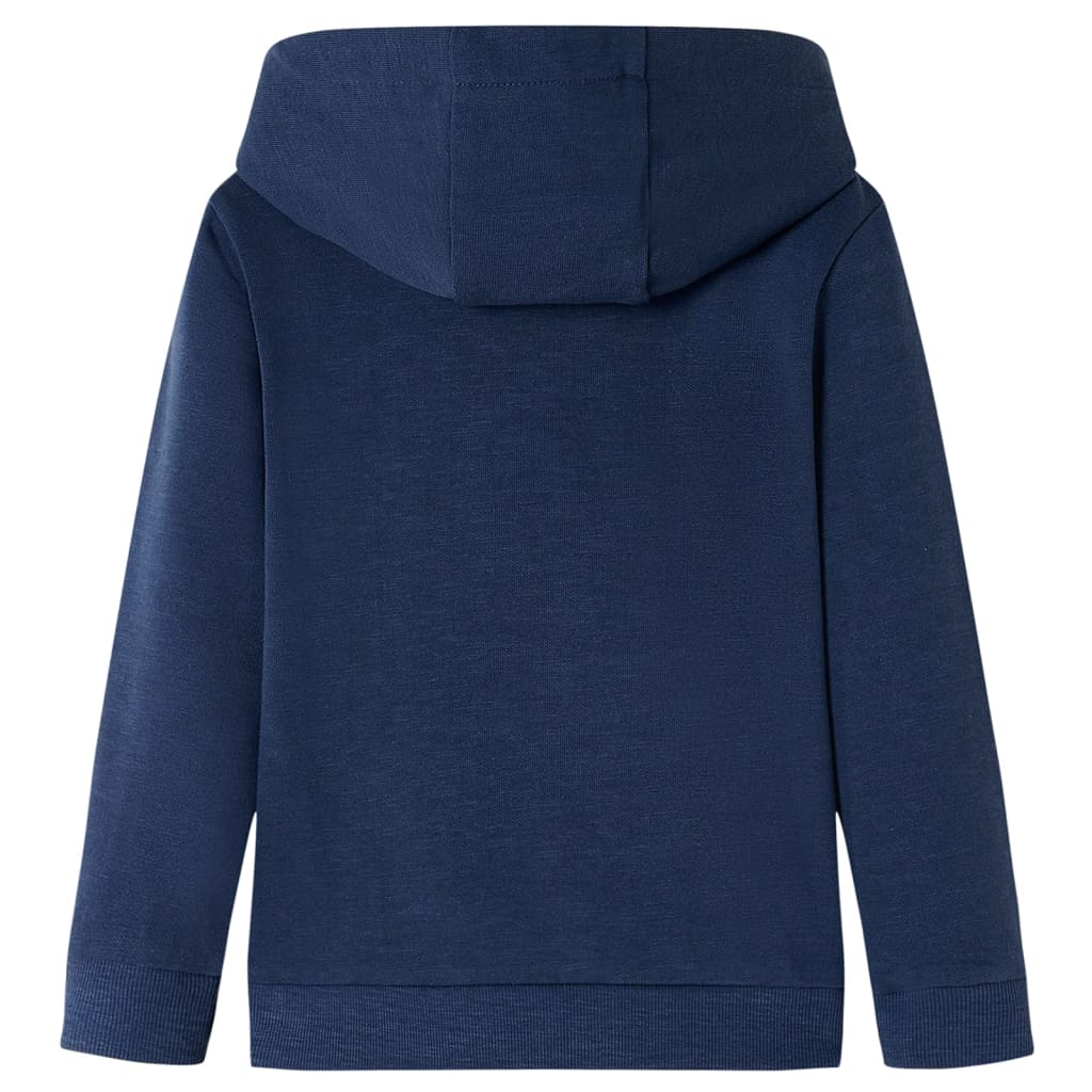 Kindertrui met capuchon 128 gemêleerd marineblauw en oranje