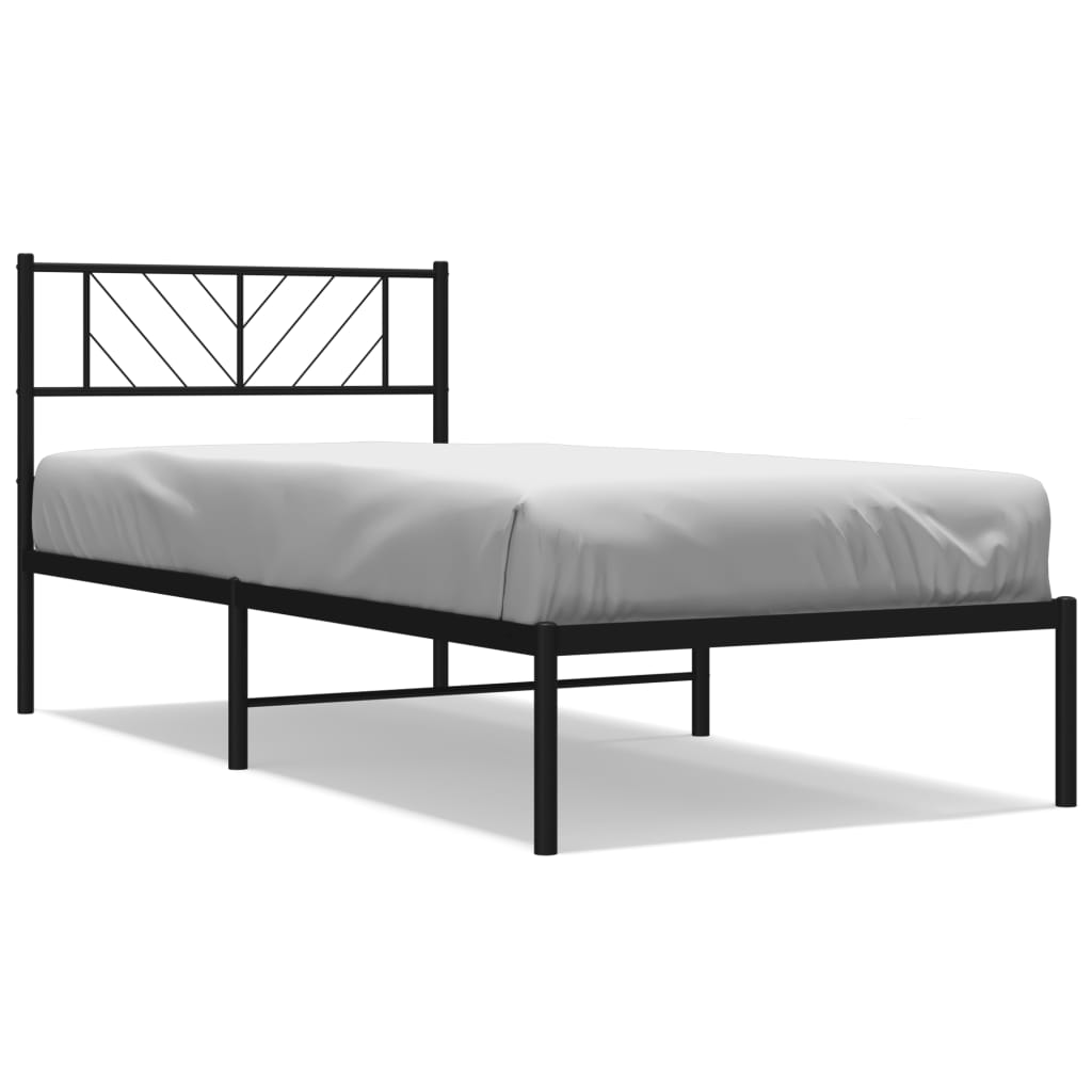 vidaXL Bedframe met hoofdbord metaal zwart 100x190 cm