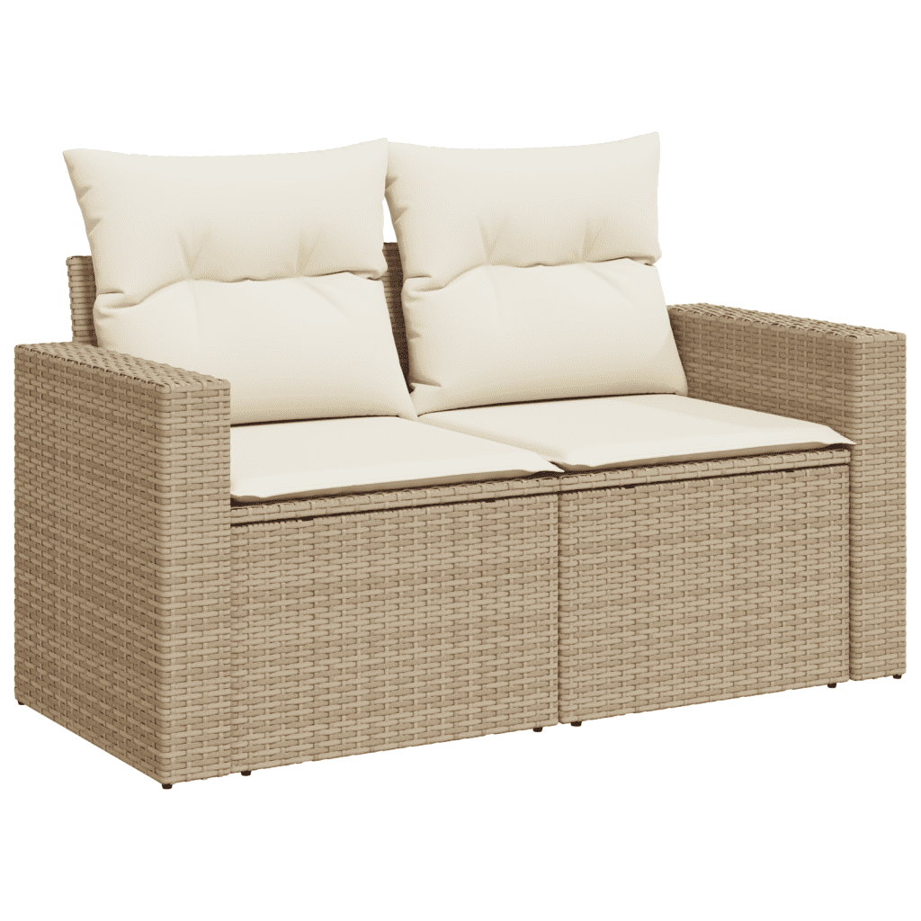 vidaXL 10-delige Loungeset met kussens poly rattan beige