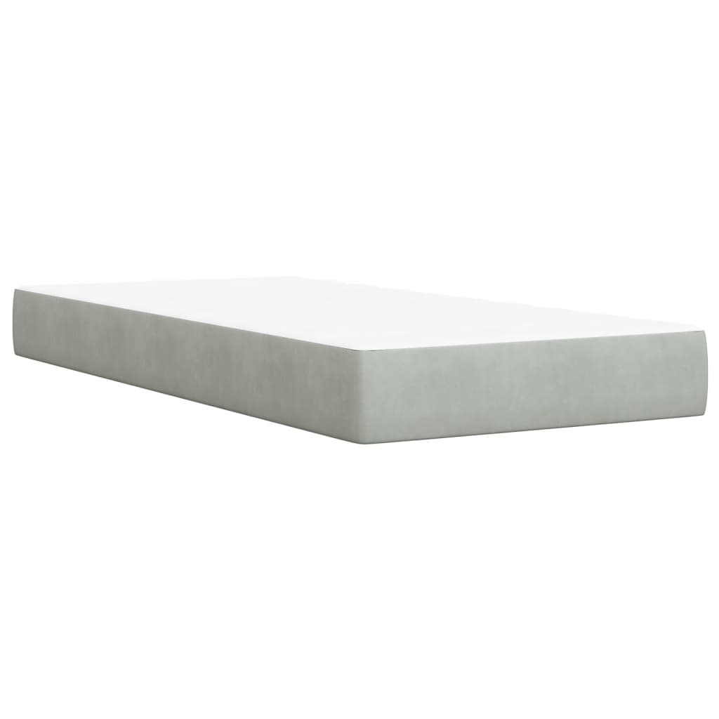 vidaXL Boxspring met matras fluweel lichtgrijs 100x200 cm