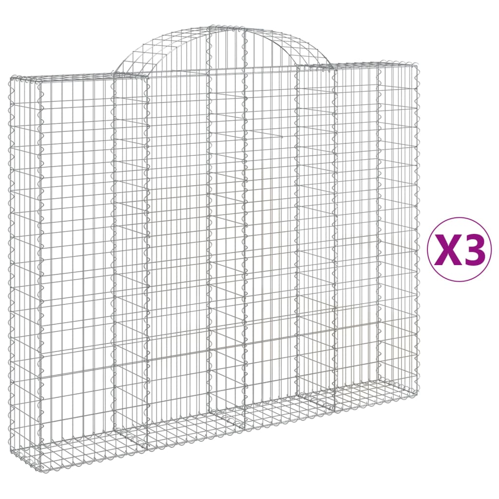 vidaXL Schanskorven 3 st gewelfd 200x30x160/180 cm ijzer