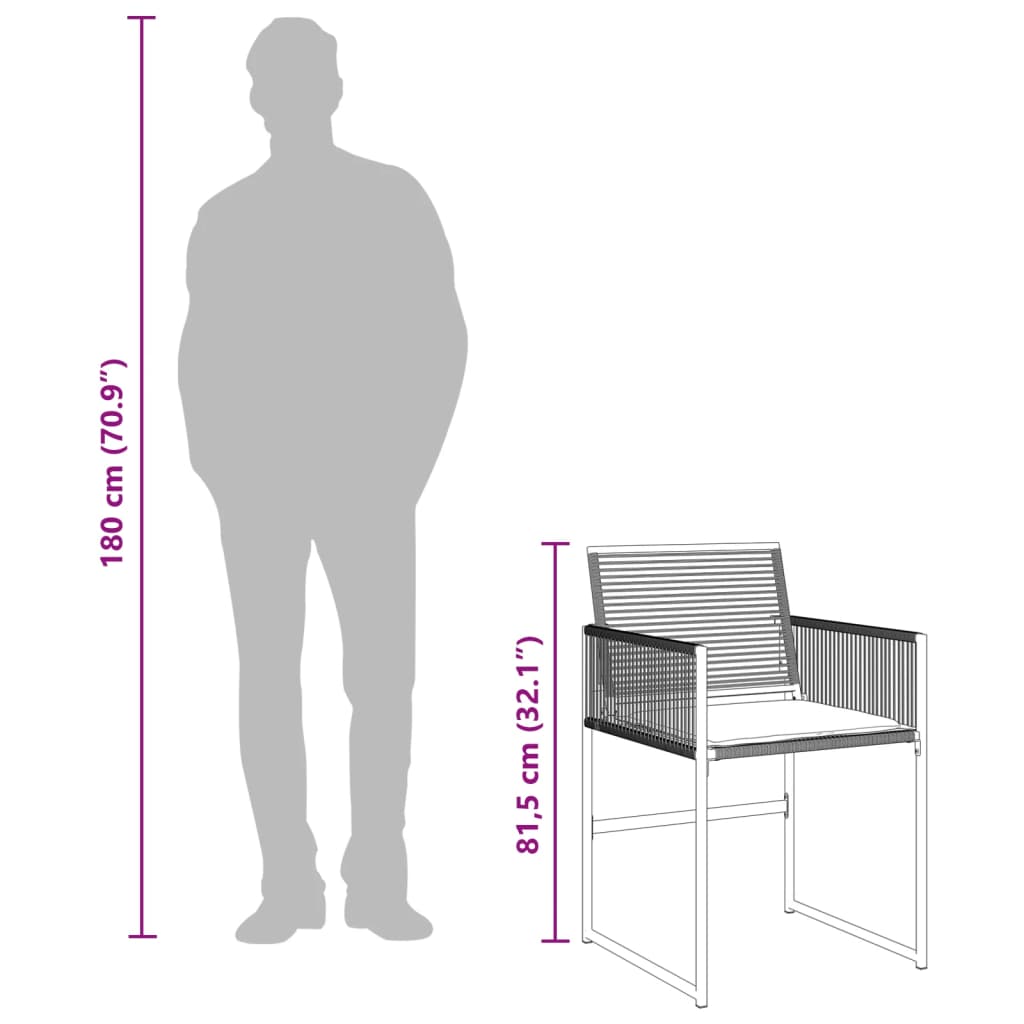 vidaXL Tuinstoelen 4 st met kussens poly rattan zwart