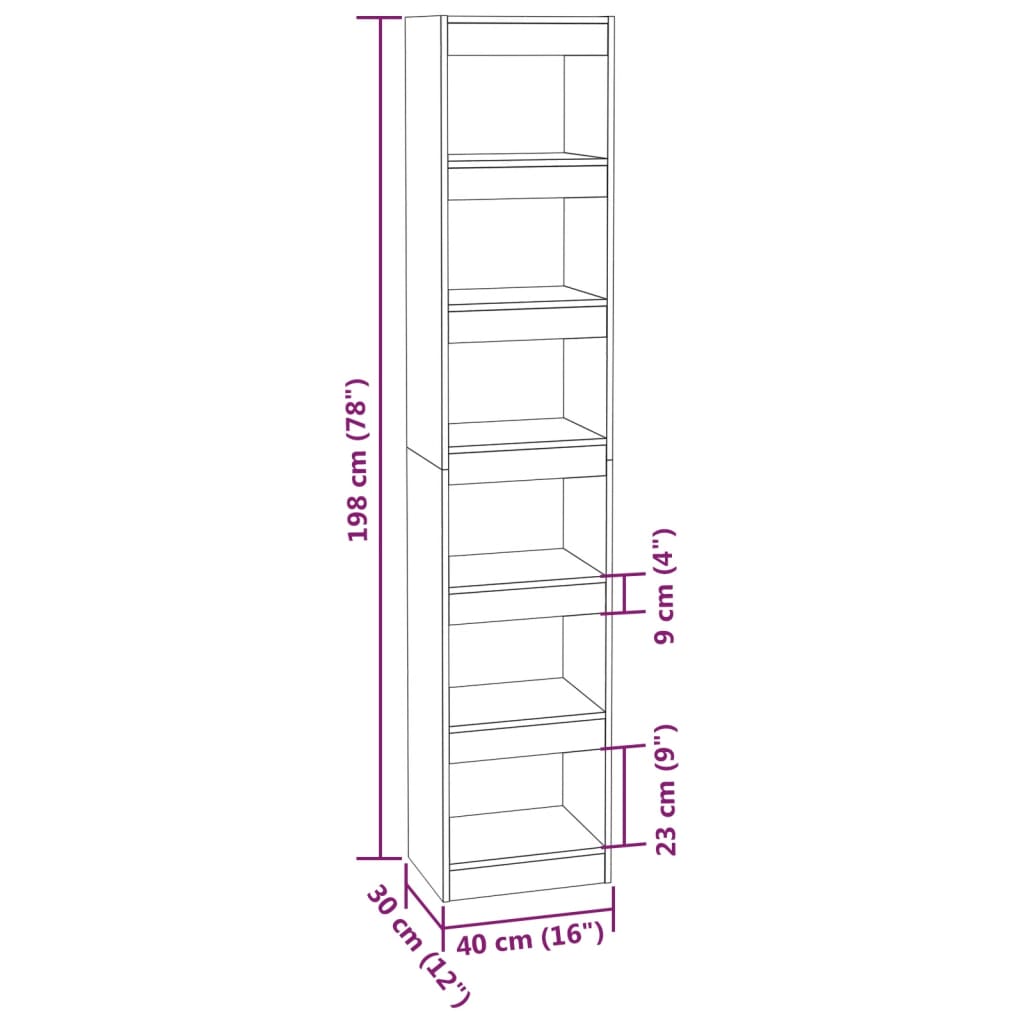 vidaXL Boekenkast/kamerscherm 40x30x198 cm zwart