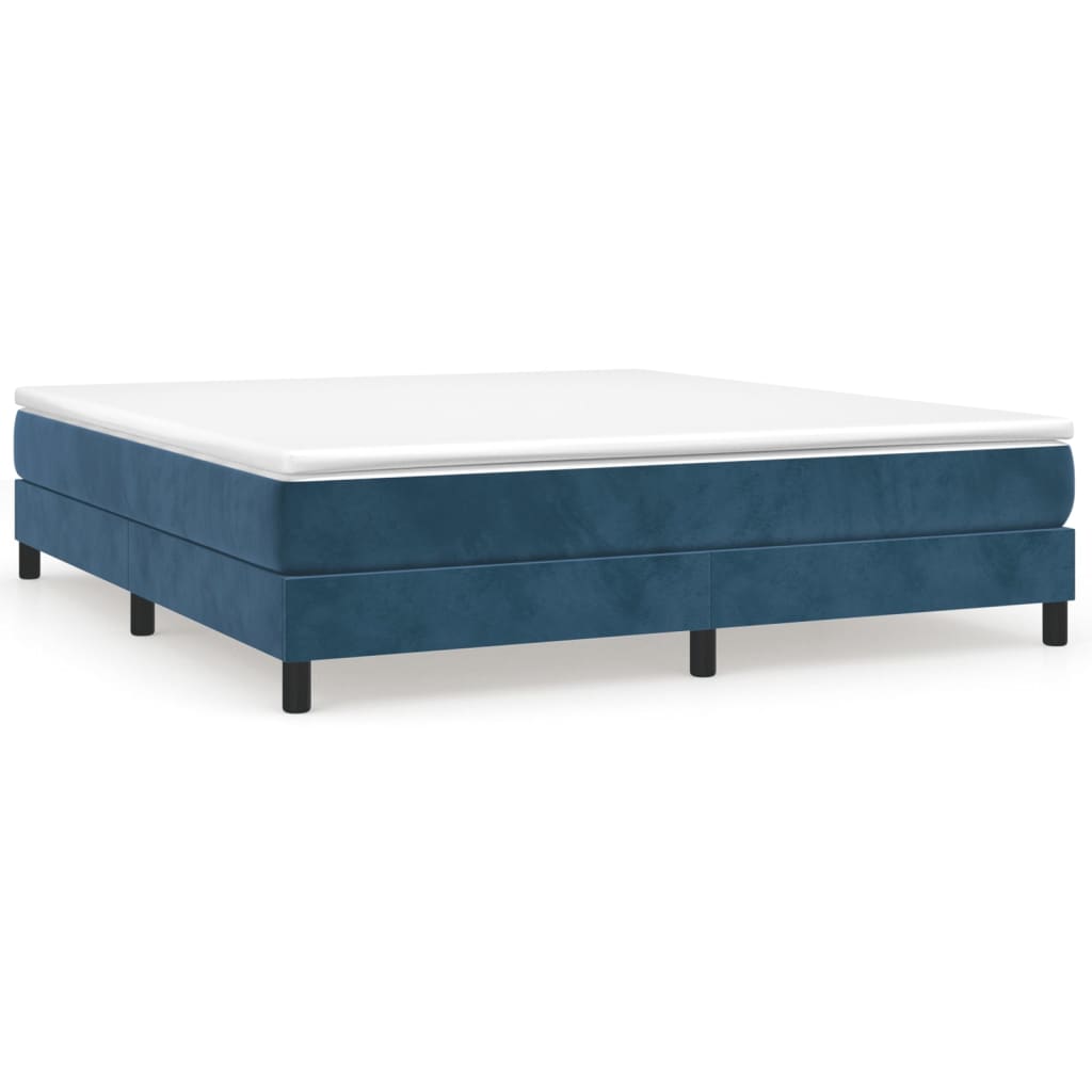 vidaXL Boxspring met matras fluweel donkerblauw 160x200 cm