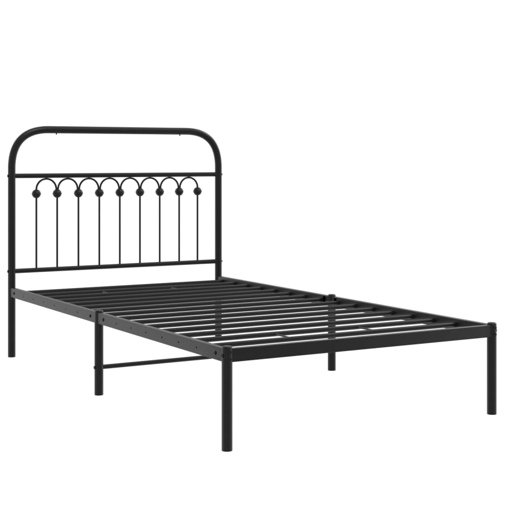 vidaXL Bedframe met hoofdbord metaal zwart 100x200 cm