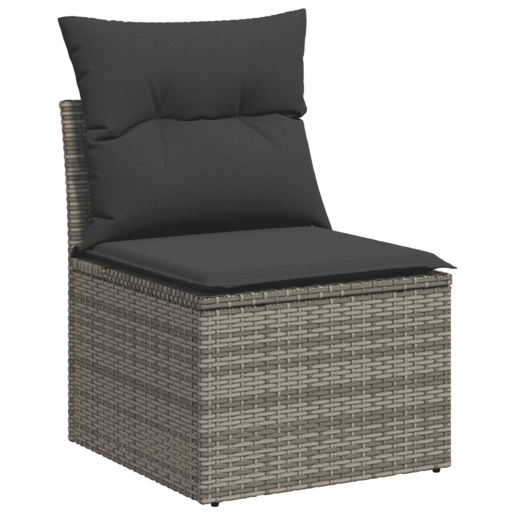 vidaXL 7-delige Loungeset met kussens poly rattan grijs