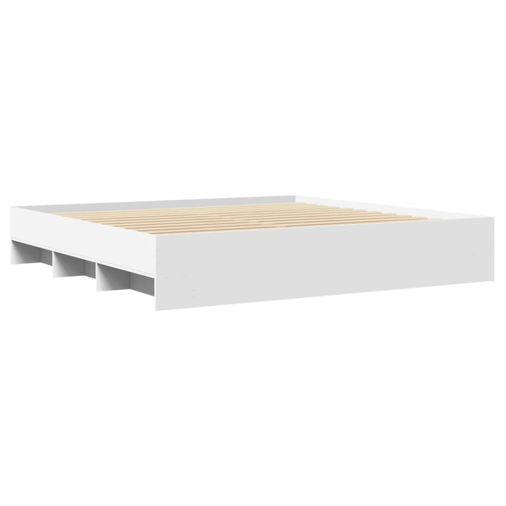 vidaXL Bedframe massief hout wit 200x200 cm