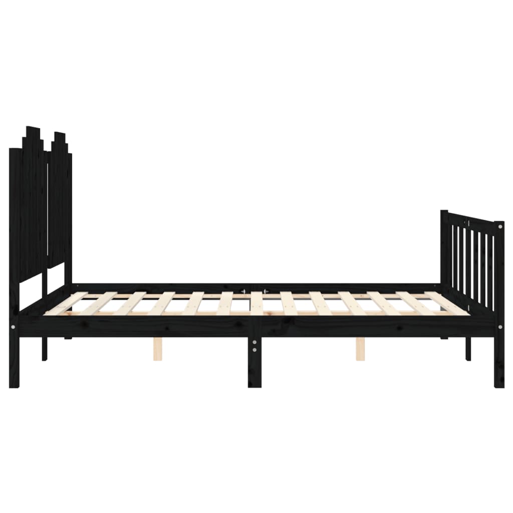 vidaXL Bedframe met hoofdbord massief hout zwart