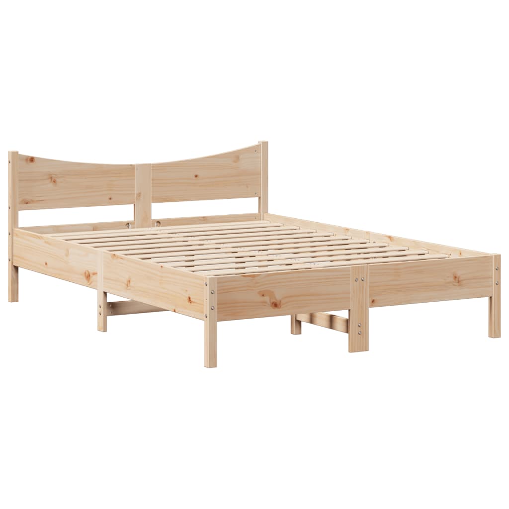 vidaXL Bedframe met hoofdbord massief grenenhout 140x190 cm