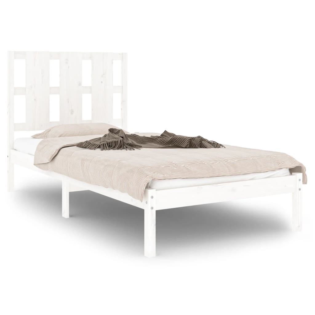 vidaXL Bedframe massief hout wit 75x190 cm