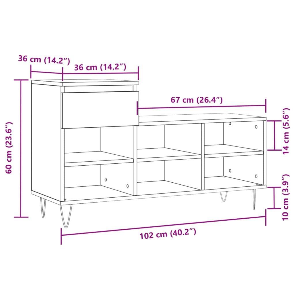 vidaXL Schoenenkast 102x36x60 cm bewerkt hout wit