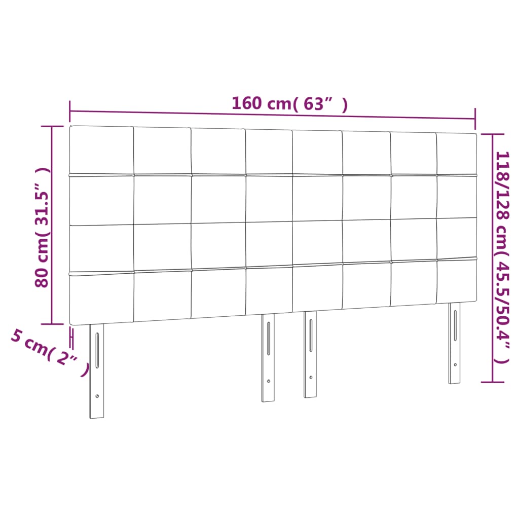 vidaXL Hoofdborden 4 st 80x5x78/88 cm stof lichtgrijs