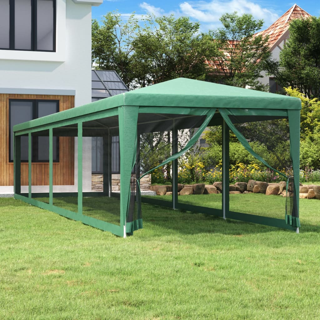 vidaXL Partytent met 10 mesh zijwanden 3x12 m HDPE groen