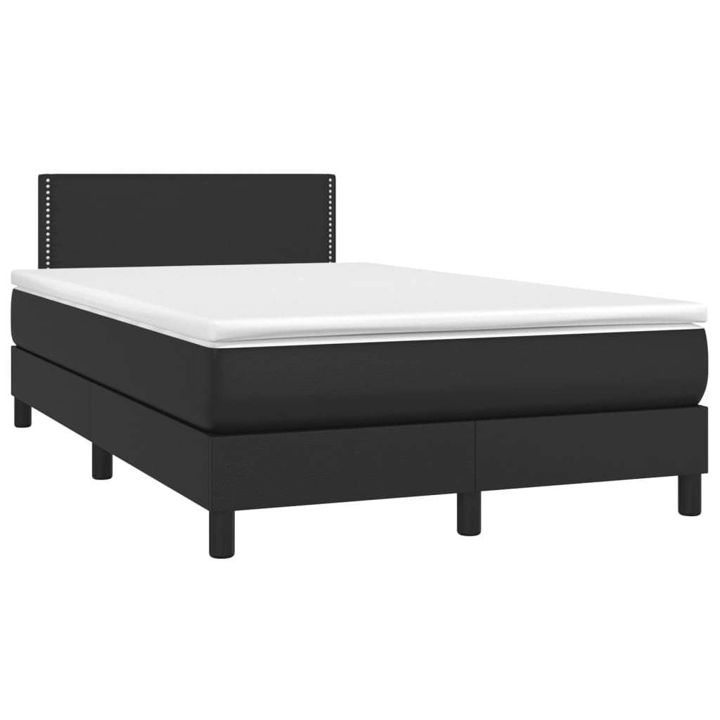 vidaXL Boxspring met matras en LED kunstleer zwart 120x200 cm