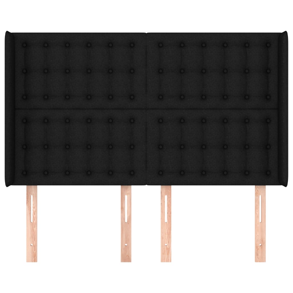 vidaXL Hoofdbord met randen 147x16x118/128 cm stof zwart