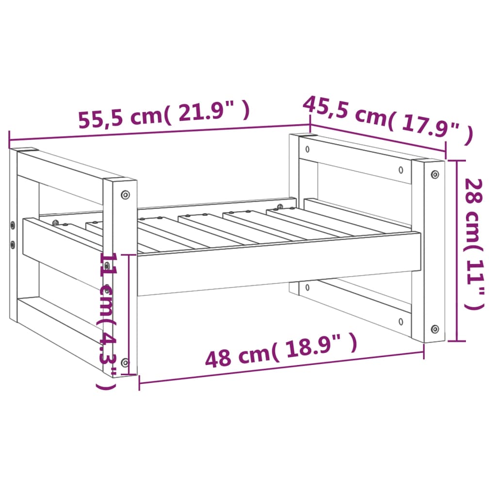 vidaXL Hondenmand 55,5x45,5x28 cm massief grenenhout