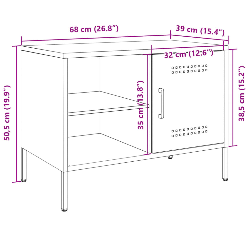 vidaXL Tv-meubel 68x39x50,5 cm staal olijfgroen