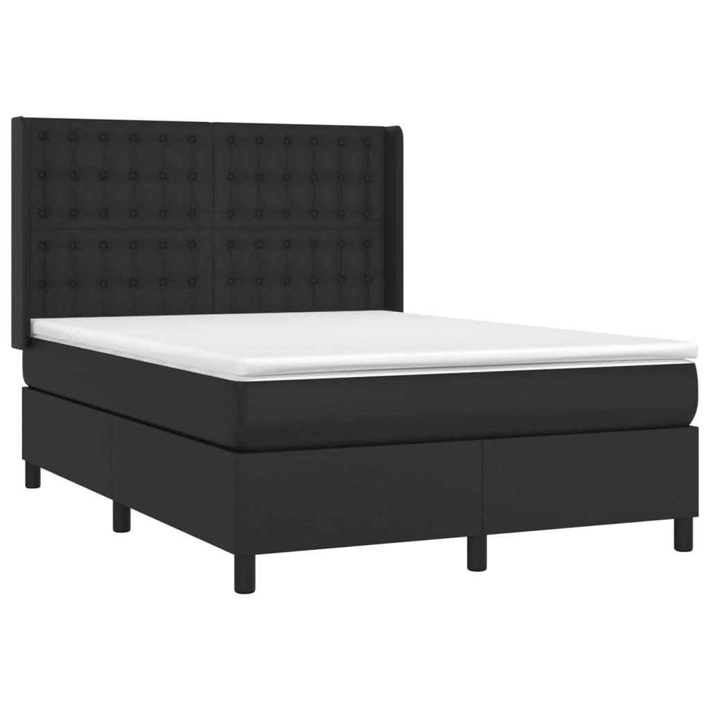 vidaXL Boxspring met matras en LED kunstleer zwart 140x200 cm