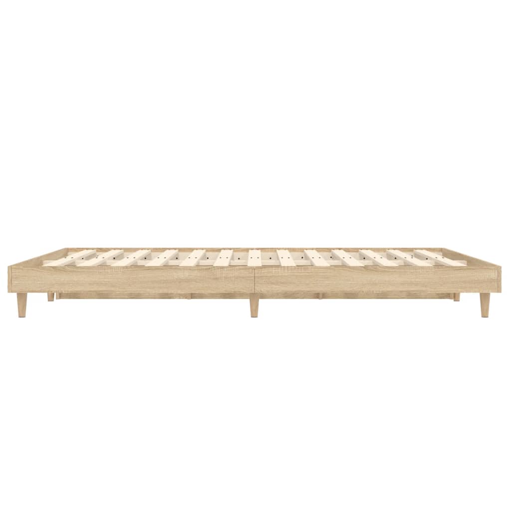 vidaXL Bedframe bewerkt hout sonoma eikenkleurig 135x190 cm