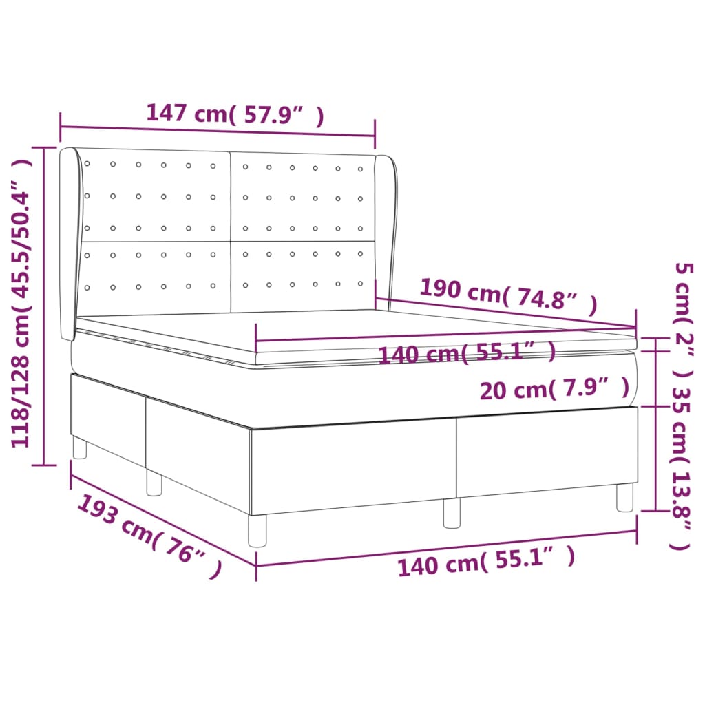 vidaXL Boxspring met matras fluweel zwart 140x190 cm