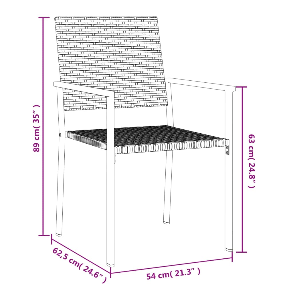 vidaXL 7-delige Tuinset poly rattan en staal