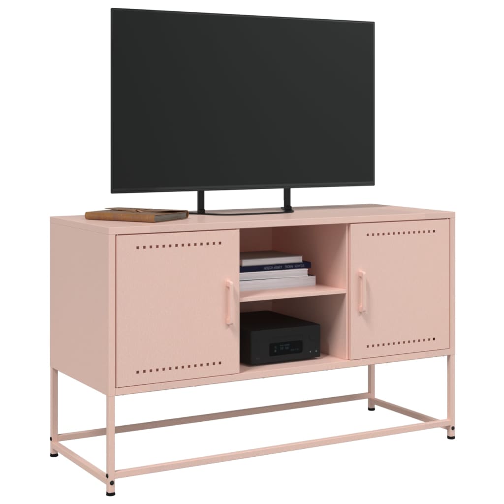 vidaXL Tv-meubel 100,5x39x60,5 cm staal roze